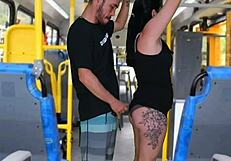 morena brunette with big ass and tits gets fingered and licked on crowded bus public fetish