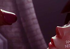 tracer drops to knees for massive 3d hentai cock sucking