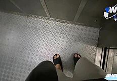 Pickup in Elevator Turns Wild as I Fuck Neighbor Teen Cowgirl Style Before Creampie Swallow Finish