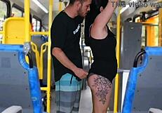 morena brunette with big ass and tits gets fingered and licked on crowded bus public fetish