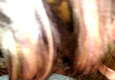 amateur babe kneels for deep blowjob closeup