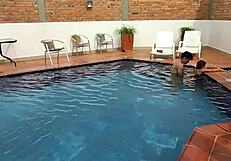 vacation adventures with step-nephew by the pool