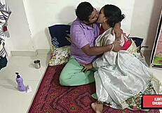 couple shares armpit kisses and spits condom on cock before dirty bedroom fuck with natural tits