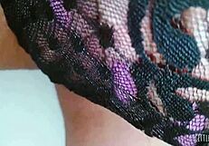 naughty babe secretly fingers pink pussy in public restroom voyeur