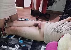 University girl drops to knees delivering sloppy blowjob for voyeur eyes