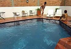 vacation adventures with step-nephew by the pool