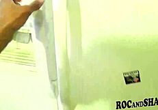 ebony wife anal assfucking lover in kitchen