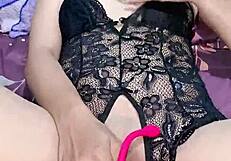 Hijab girl stuffs vibrator and cock in skinny pussy bedroom game