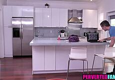 step aunt catches me starin at her shaved pussy and pierced nips then fucks me hard pov