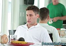 Stepmom Sucks Teen Cock Hard Under the Table in Taboo Scene