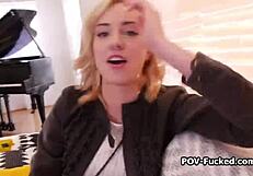 smoking hot blonde says she's primed for her first porn casting tape