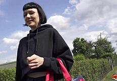 german scout picks up tall skinny french delfine for raw outdoor casting fuck