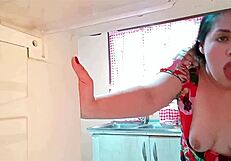 Stepmom bent over kitchen fridge surprise rough fat ass pounding domination