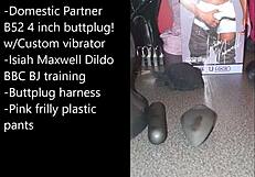 sissy ties up shoves monster buttplug dildo preps for bbc anal bondage