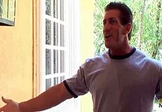 door knock sparks rough cowgirl ride on big fake tits