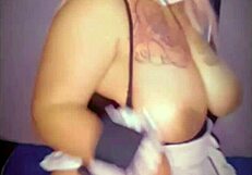 your sexy chubby maid masturbates fat tits craving young cock