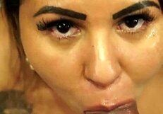 lady bee chokes on monster cock deepthroats gags spits swallows in dirty talk pov blowjob