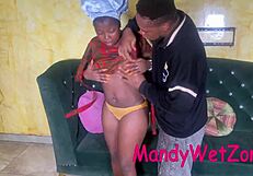 ebony curvy chef with brown eyes sucks neighbor cock then rough interracial pussy spanking creampie!