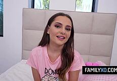 Naughty Aften Opal Rides Stepdad's Cock in First Time Cowgirl