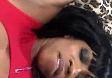 fresh ebony milf takes italian machine pounding her pussy in interracial pov cumshot climax