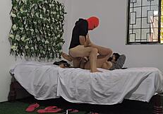 horny latina stepmother flashes big natural tits to stepson