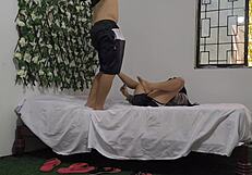 horny latina stepmother flashes big natural tits to stepson