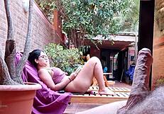 stepson flashes big cock from terrace i flash hard nipples no bra