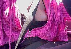 love riding in the car flashing my juicy italian milf big tits for all to see