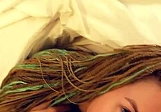 pretty skinny long-haired blonde amateur with natural tits gives quick morning blowjob and swallows