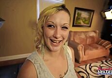 Want skinny inked Rikki suck big cock and swallow hot cum?