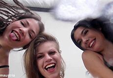 Imagine these bold girls drenching you in their playful spit shower