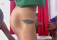 dutra sura presents mii angel to cousin's monster cock in bisexual threesome