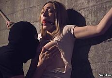 brunette bound tight after blind date for painful assfucking