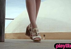 wanna see this big ass czech milf strip lingerie outdoors?