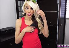 Tight blonde teen's first anal fuck suspended as taboo step sis takes huge cock pov