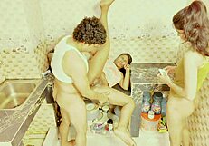 Petite brunette teen and bff take turns deepthroating riding big cock threesome