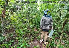 wow! cute thai girl pees forest mushroom hunt 4k