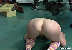Gagged Blonde Bound and Fucked Hard in Public Shop