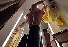 hidden cam spies naked young blonde changing room upskirt big tits pussy