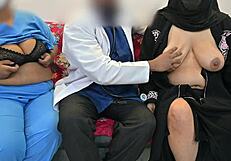 i love being the doctor flashing tits massaging patient cock with hot nurse in hospital