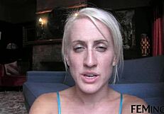 omg blonde sub teen straps on dildo licks brunette mature pussy n fingers her to wet orgasm 😘🔥