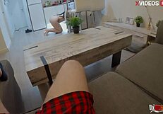 fucking fat stepmom's huge ass stuck in washing machine till anal creampie