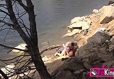 Redhead Jade Nymph caught fucking outdoors by lake!