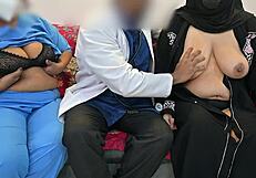 i love being the doctor flashing tits massaging patient cock with hot nurse in hospital