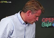 CFNM milfs and babes stroke suck guy's cock in group femdom