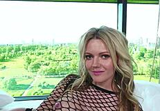 blonde mia spark sucks cock and swallows cum in mouth for pretty milf blowjob finish