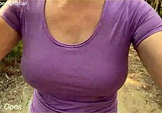 Wifey loves flashing her massive tits outdoors for everyone to see