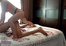 Shemale pegs husband's ass to mouth with strapon stretches him wide