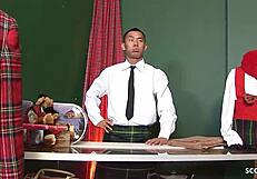 Blonde Cougar Wife Seduces Asian Boy for Intense Store Fuck