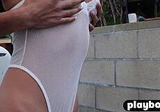 latina teen strips lingerie ripping clothes for big natural tits reveal